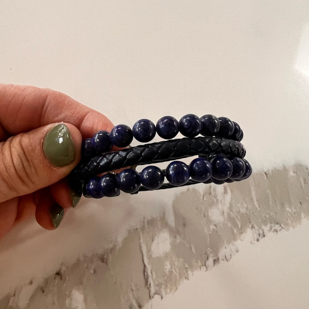Black and Blue Beaded  Bracelet